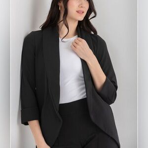 Daniel Rainn Open Long Black Blazer